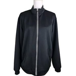 Pebble Beach Gray Dry Luxe Performance Zip-Up Jacket Women Size L Black.